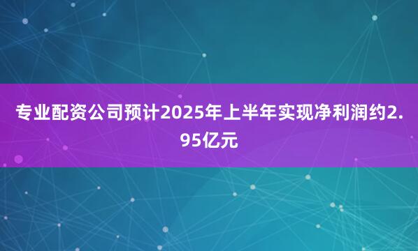 专业配资公司预计2025年上半年实现净利润约2.95亿元